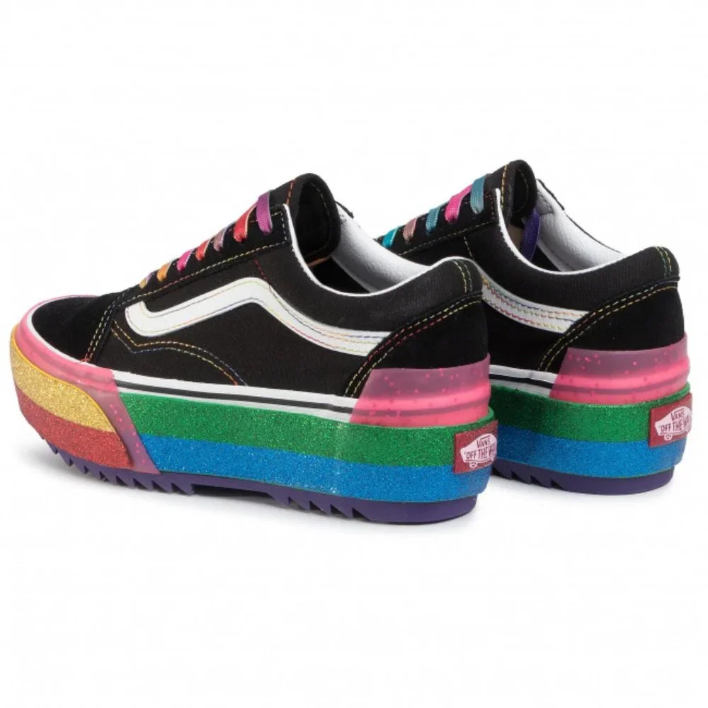 Vans Old Skool Stacked Rainbow Glitter Platform Men's 4/Women's 5 .5 VN0A4U15WW1